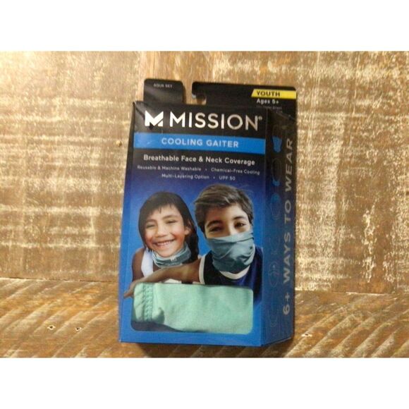 Mission Cooling‎ Neck Gaiter (Youth, 5+ Aqua Sky   New!! - Picture 1 of 2